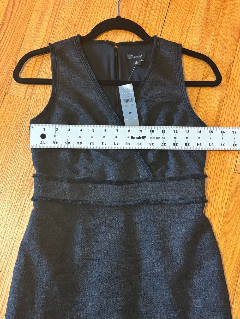 Ann Taylor NWT Black Tweed Surplice Sheath Dress Ruffle Lace Hem 2P - Picture 10 of 13